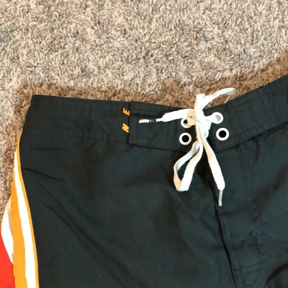 Nike Mens Medium Swim Trunks Board Shorts Gray Orange Swim Bottoms
